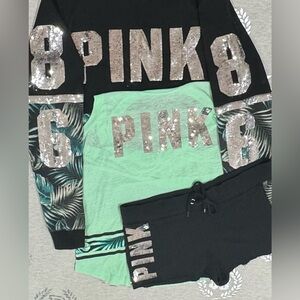 VS PINK TROPICAL FERN BLING 3PC SET